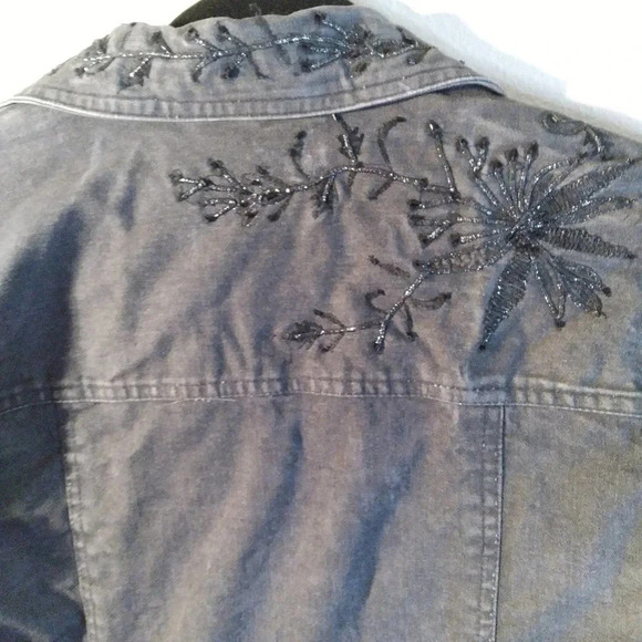 Coldwater Creek Denim Embroidered Jean Jacket - Picture 11 of 13